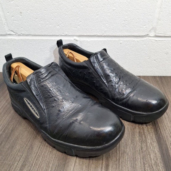 Roper Black Ostrich Skin Slip On Casual Performance Shoes Men's Size 12 Western - Picture 2 of 9